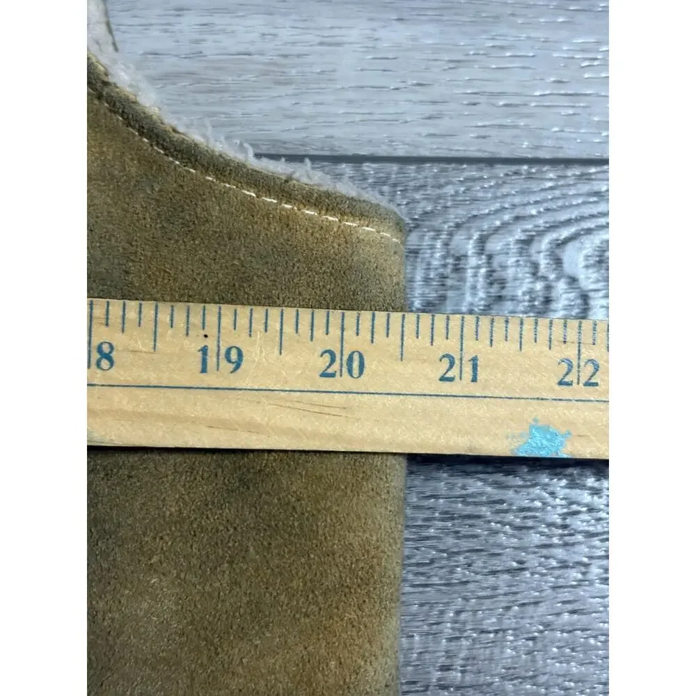 Vintage Sears The Leather Shop Sherpa Lined Tan Vest Retro - Men’s Medium